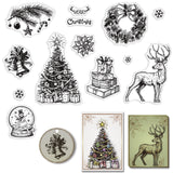 Globleland PVC Plastic Stamps, for DIY Scrapbooking, Photo Album Decorative, Cards Making, Stamp Sheets, Christmas Themed Pattern, 16x11x0.3cm