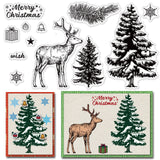 Globleland PVC Plastic Stamps, for DIY Scrapbooking, Photo Album Decorative, Cards Making, Stamp Sheets, Reindeer Pattern, 16x11x0.3cm