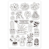 Globleland PVC Plastic Stamps, for DIY Scrapbooking, Photo Album Decorative, Cards Making, Stamp Sheets, Cactus Pattern, 16x11x0.3cm