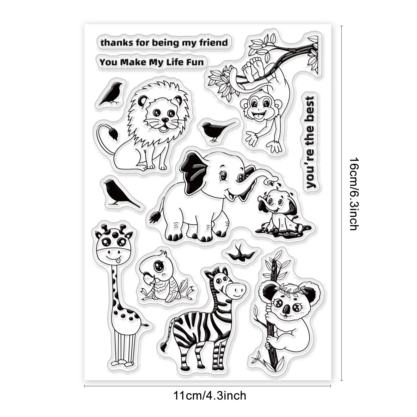GLOBLELAND Forest Animals Friends Clear Stamps Transparent Silicone Stamp Seal for Card Making Decoration and DIY Scrapbooking
