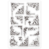 GLOBLELAND Iron Orchid Corner Flourishes Clear Stamps Transparent Silicone Stamp for Card Making Decoration and DIY Scrapbooking