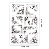 GLOBLELAND Iron Orchid Corner Flourishes Clear Stamps Transparent Silicone Stamp for Card Making Decoration and DIY Scrapbooking