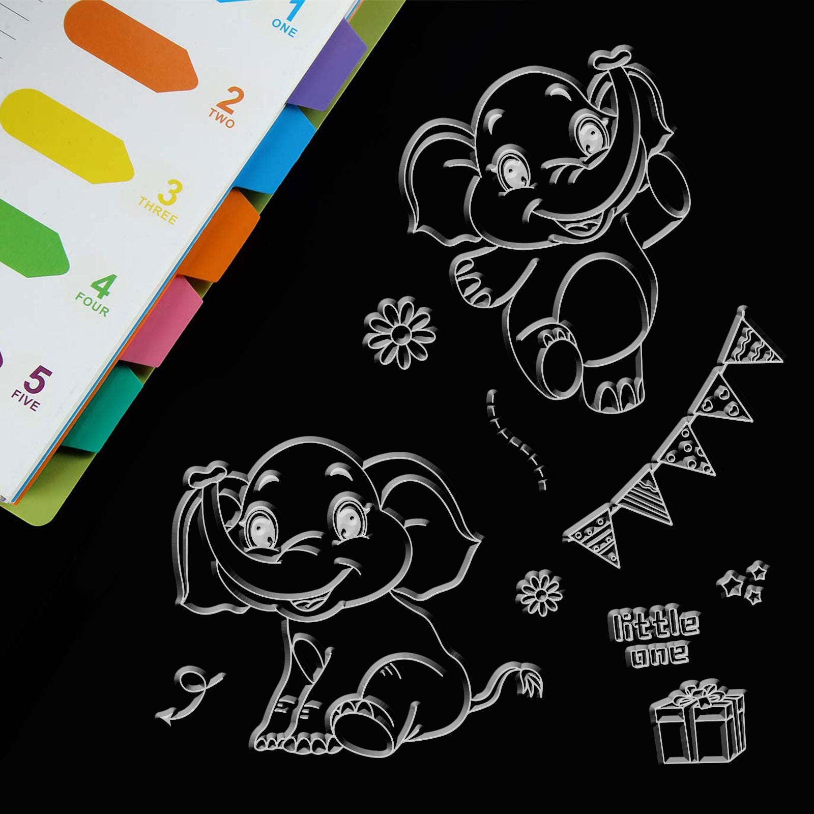 GLOBLELAND Elephant Birthday Clear Stamps Transparent Silicone Stamp Seal for Card Making Decoration and DIY Scrapbooking