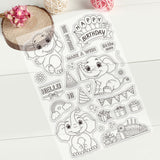 GLOBLELAND Elephant Birthday Clear Stamps Transparent Silicone Stamp Seal for Card Making Decoration and DIY Scrapbooking