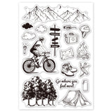 GLOBLELAND Cross Mountain Adventure Clear Stamps Transparent Silicone Stamp Seal for Card Making Decoration and DIY Scrapbooking
