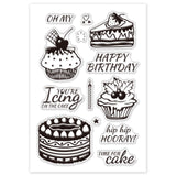 GLOBLELAND Birthday Cake Clear Stamps Silicone Stamp Cards Happy Birthday Blessing Words Clear Stamps for Card Making Decoration and DIY Scrapbooking