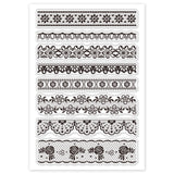 GLOBLELAND Flower Lace Border Clear Stamps Transparent Silicone Stamp for Card Making Decoration and DIY Scrapbooking