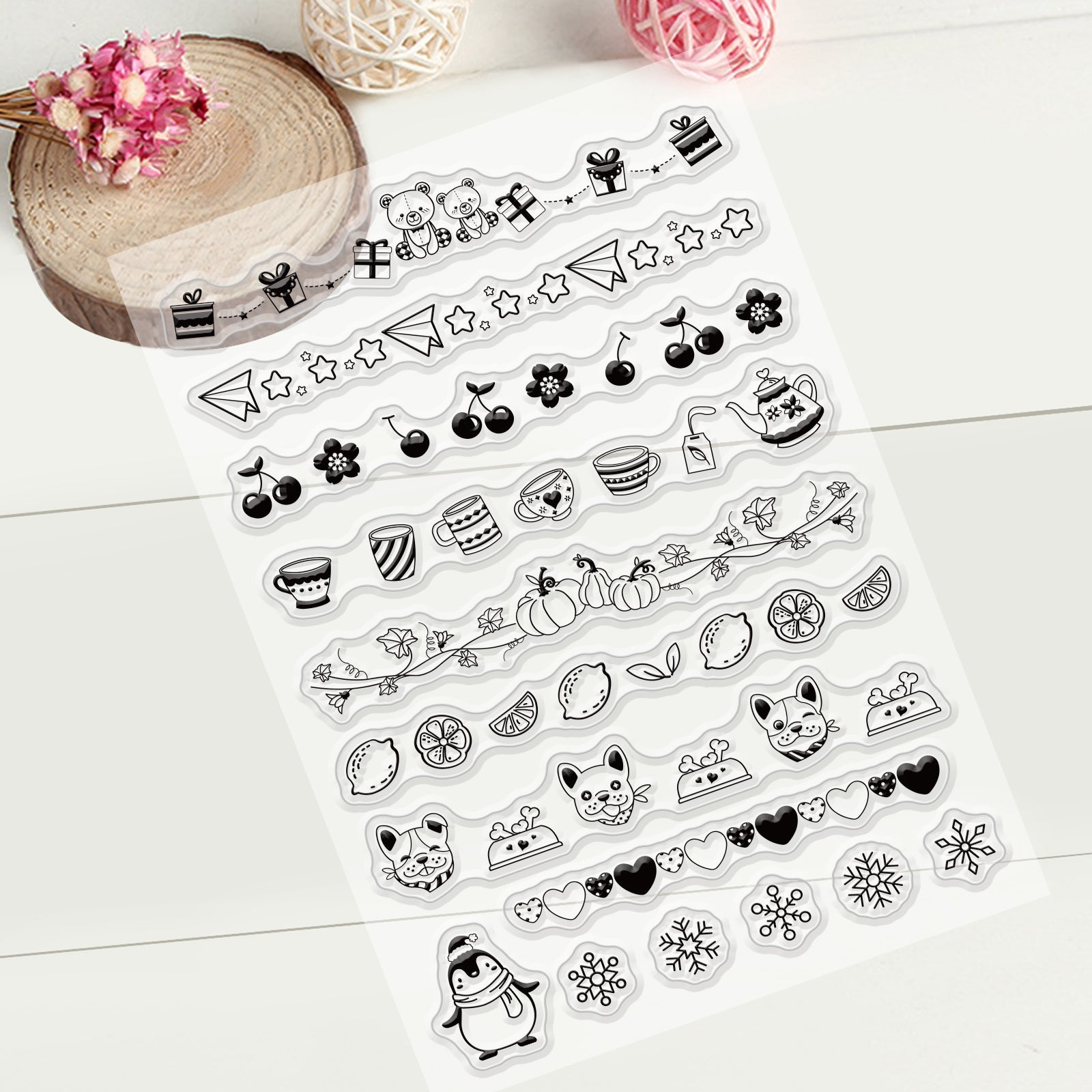 GLOBLELAND Lace Penguin Dog Clear Stamps Transparent Silicone Stamp for Card Making Decoration and DIY Scrapbooking