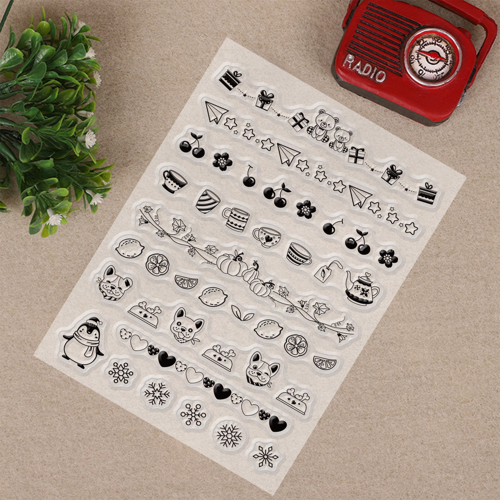 GLOBLELAND Lace Penguin Dog Clear Stamps Transparent Silicone Stamp for Card Making Decoration and DIY Scrapbooking