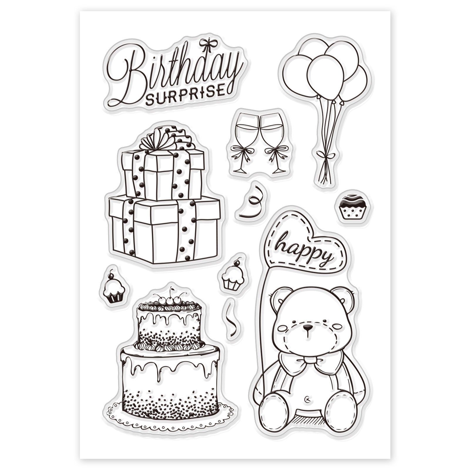 GLOBLELAND Happy Birthday Clear Stamps Silicone Stamp Cards Cake Gift –  Globleland