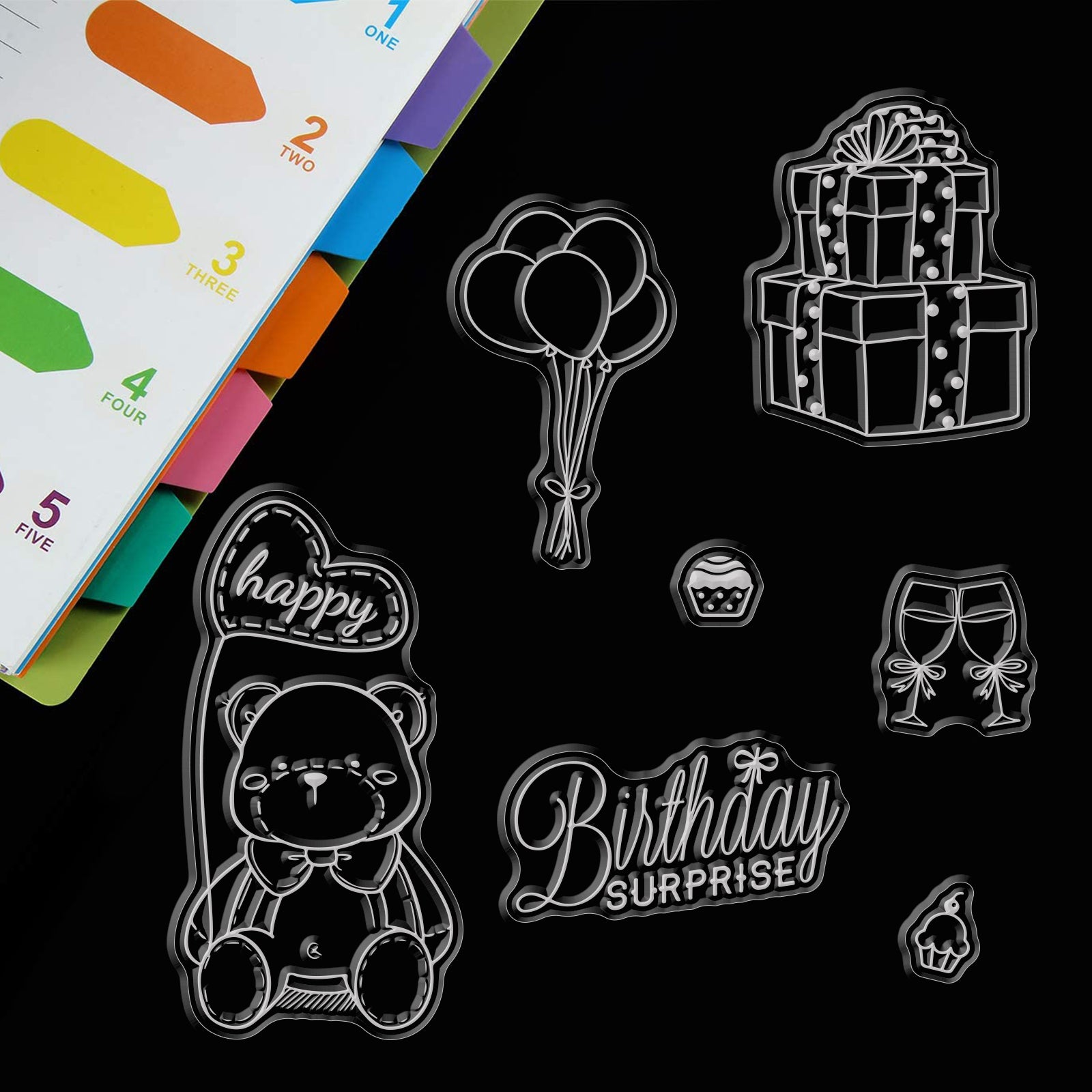 Happy Birthday Words Clear Stamps Silicone Stamp Cards Birthday Blessing  Words Clear Stamps for Card Making Decoration and DIY Scrapbooking 