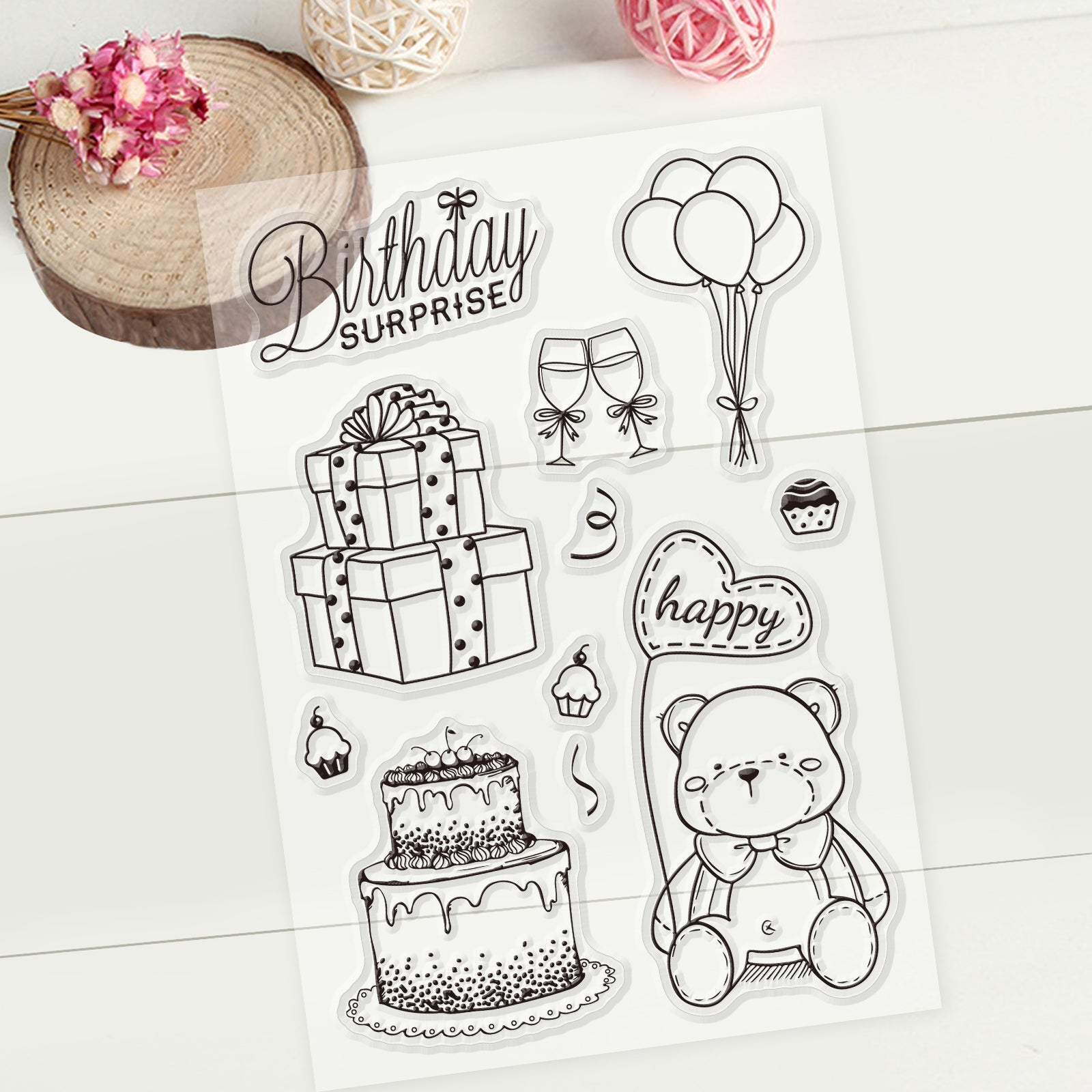 Happy Birthday Dragonfly Clear Stamps Transparent Silicone Stamp for Card  Making