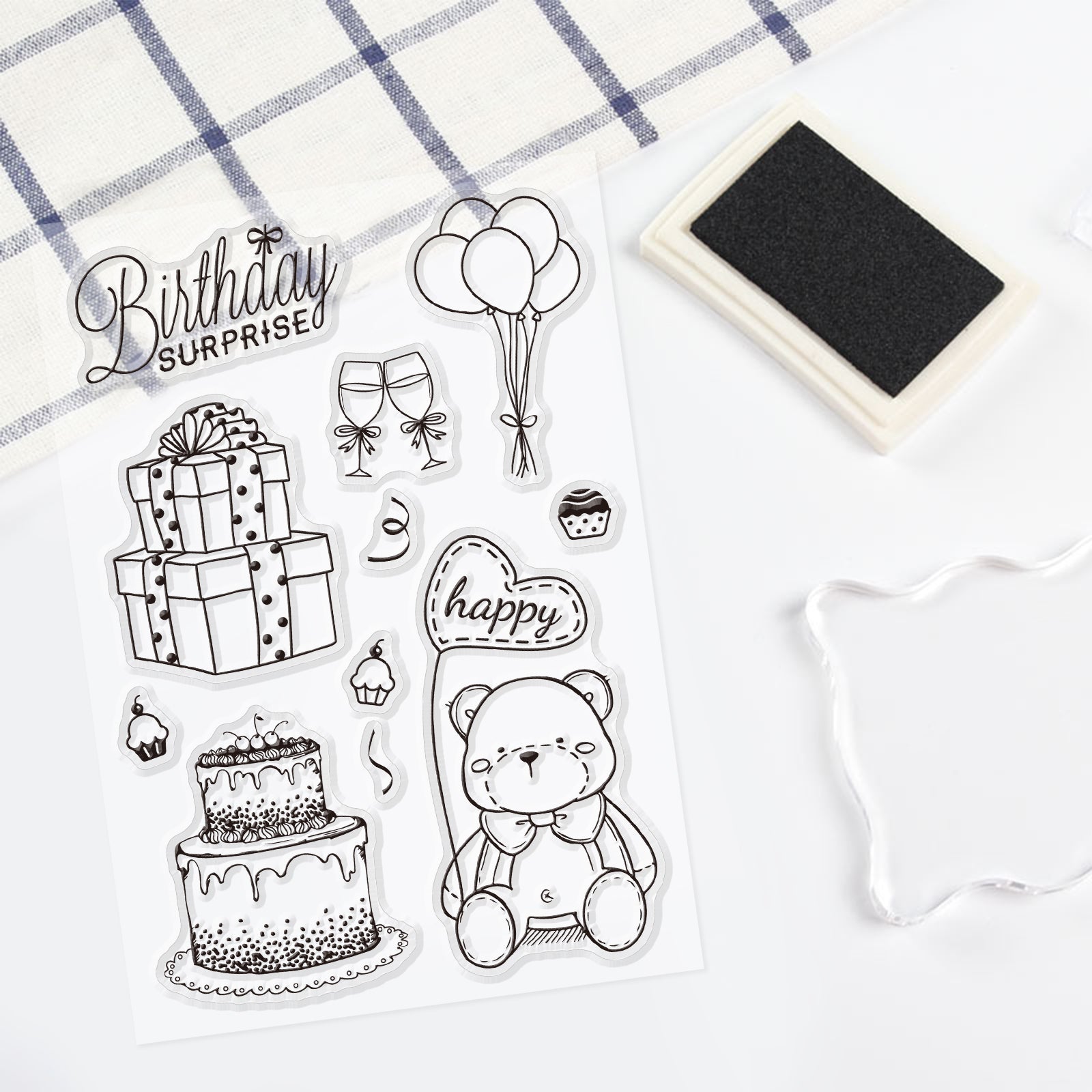 GLOBLELAND Happy Birthday Words Clear Stamps Silicone Stamp Cards Birthday  Blessing Words Clear Stamps for Card Making Decoration and DIY Scrapbooking  