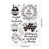 GLOBLELAND Bee Happy Clear Stamps Transparent Silicone Stamp for Card Making Decoration and DIY Scrapbooking