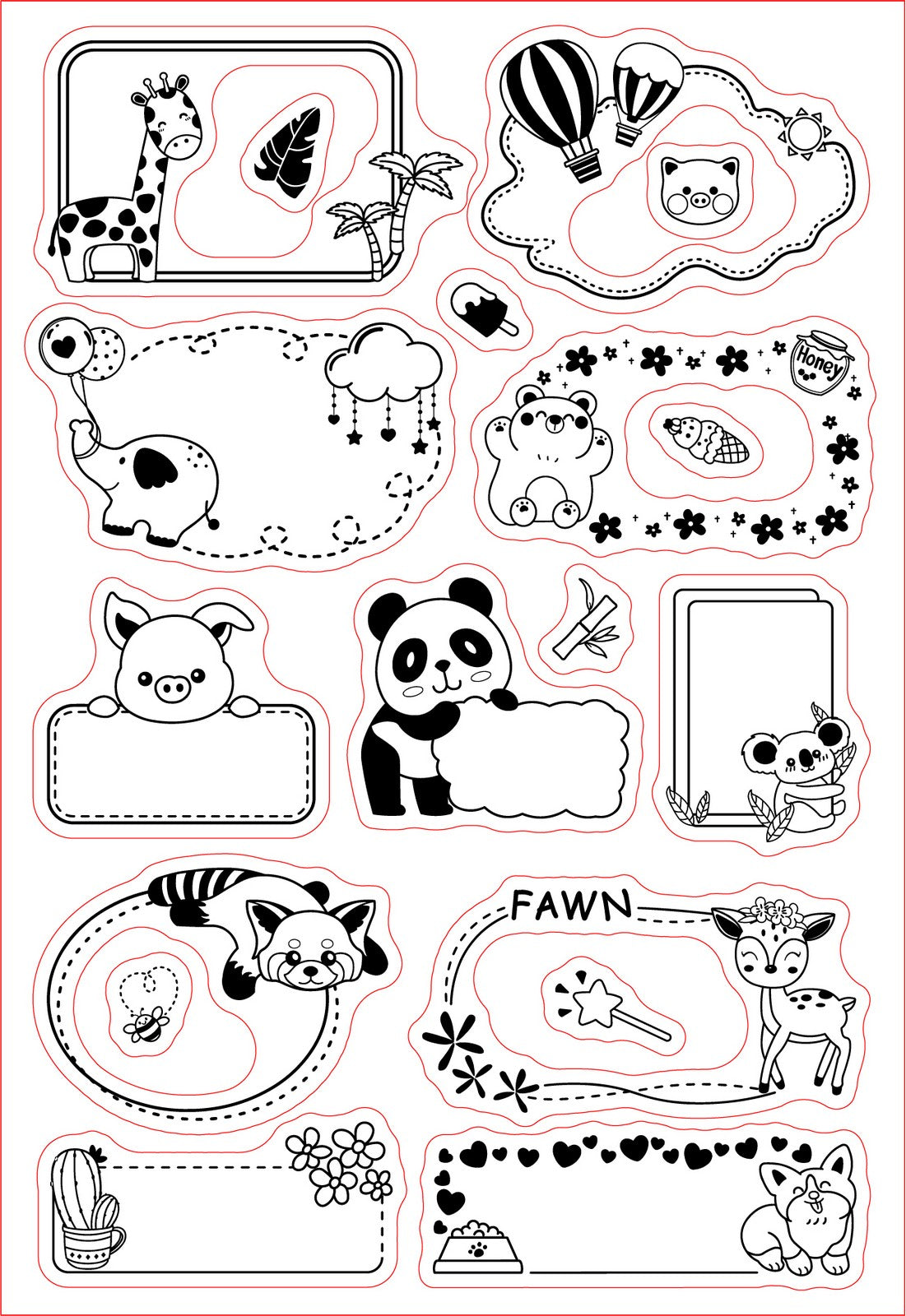 GLOBLELAND Cute Animal Frame Border Clear Stamps Transparent Silicone Stamp for Card Making Decoration and DIY Scrapbooking