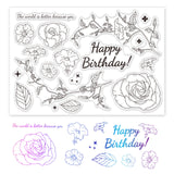 GLOBLELAND Happy Birthday Dragonfly Clear Stamps Transparent Silicone Stamp for Card Making Decoration and DIY Scrapbooking