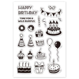 GLOBLELAND Happy Birthday Clear Stamps Silicone Stamp Cards Banner Birthday Hat Cake Balloon Clear Stamps for Card Making Decoration and DIY Scrapbooking