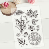 GLOBLELAND Flower Leaves Clear Stamps Silicone Stamp Cards Daisy Bells Flower Clear Stamps for Card Making Decoration and DIY Scrapbooking