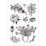 GLOBLELAND Flower Plant Clear Stamps Silicone Stamp Cards Plant Rose Daisy Flower Clear Stamps for Card Making Decoration and DIY Scrapbooking
