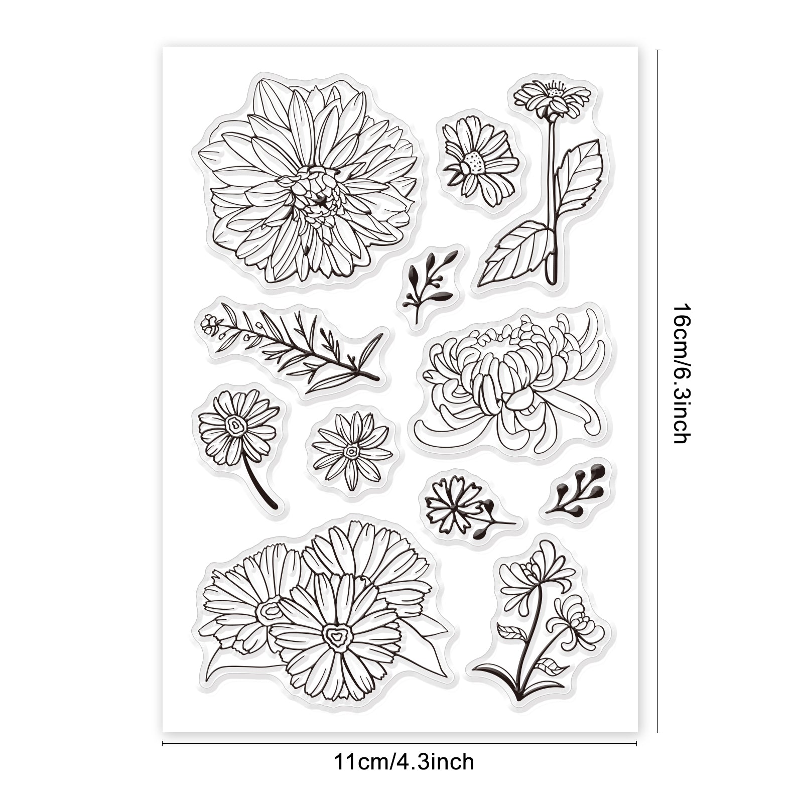 GLOBLELAND Daisy Flower Clear Stamps Silicone Stamp Cards Plant Chrysanthemum Clear Stamps for Card Making Decoration and DIY Scrapbooking