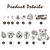 GLOBLELAND Happy Birthday Clear Stamps Silicone Stamp Cards Cake Gift Bear Flower Blessing Words Clear Stamps for Card Making Decoration and DIY Scrapbooking