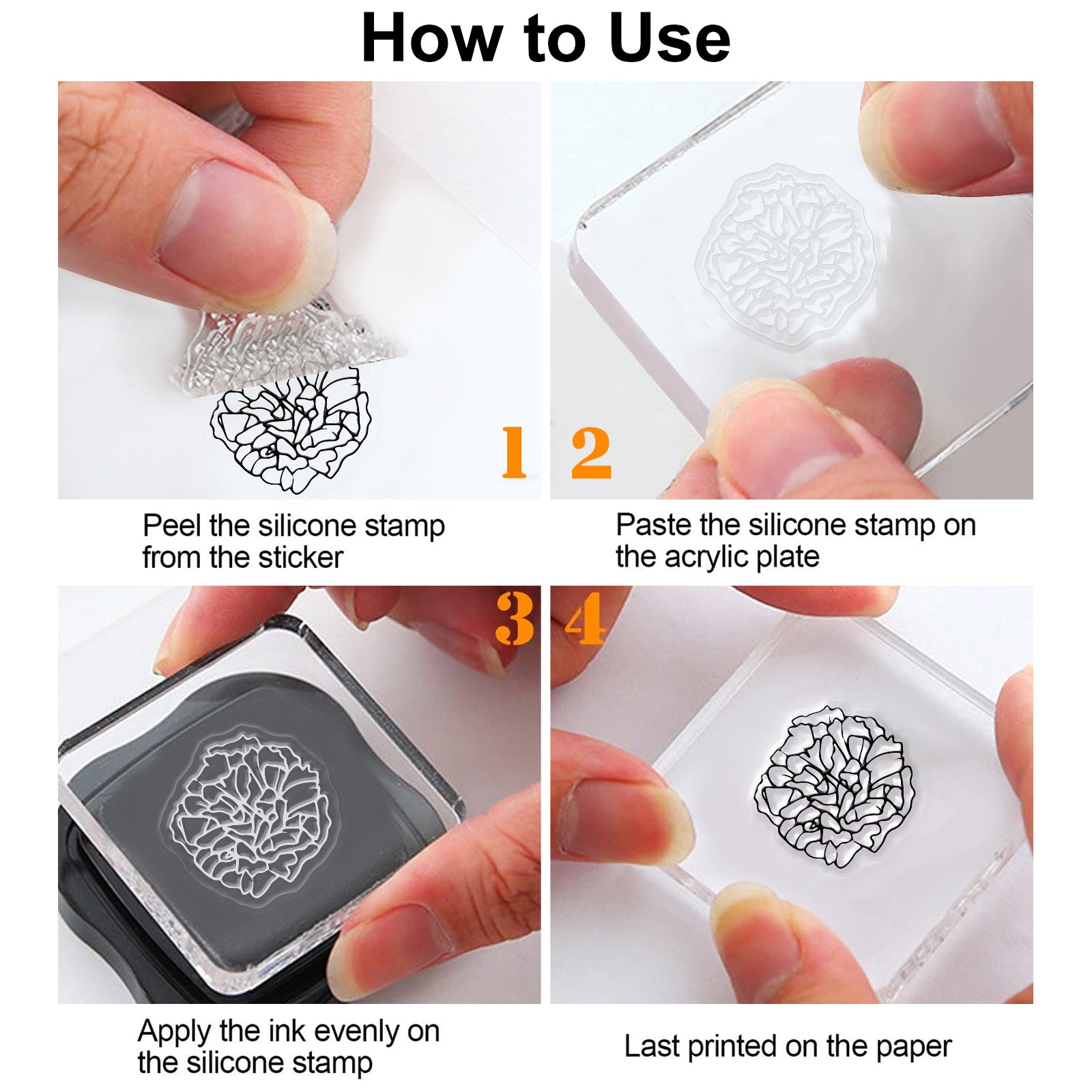 GLOBLELAND Carnation Clear Stamps Silicone Stamp Cards Flower Clear Stamps for Card Making Decoration and DIY Scrapbooking