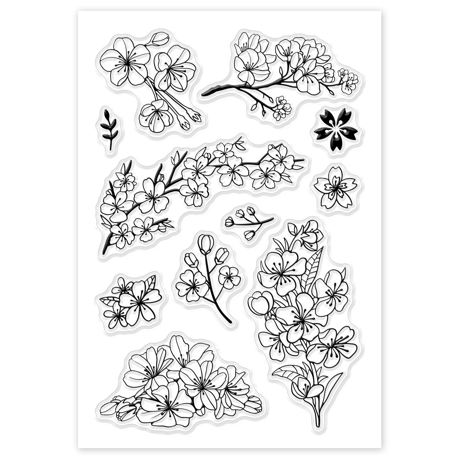 GLOBLELAND Cherry Blossoms Clear Stamps Silicone Stamp Cards Flowers Clear Stamps for Card Making Decoration and DIY Scrapbooking