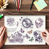 Globleland Clear Stamps Silicone Stamp Seal for Card Making Decoration and DIY Scrapbooking, Including Retro, Butterfly, Skull, Clock, Rose, Stamp, Gothic