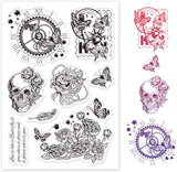 Globleland Clear Stamps Silicone Stamp Seal for Card Making Decoration and DIY Scrapbooking, Including Retro, Butterfly, Skull, Clock, Rose, Stamp, Gothic