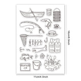 GLOBLELAND Fishing Theme Clear Stamps Boat Fishing Net Fishing Rod Stamps Silicone Stamp Transparent Stamp for Card Making Decoration and DIY Scrapbooking