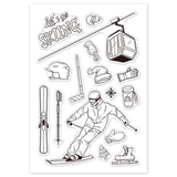 GLOBLELAND Skiing Clear Stamps Ski Holiday Stamps Silicone Stamp Transparent Stamp for Card Making Decoration and DIY Scrapbooking