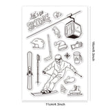 GLOBLELAND Skiing Clear Stamps Ski Holiday Stamps Silicone Stamp Transparent Stamp for Card Making Decoration and DIY Scrapbooking