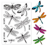 Globleland PVC Plastic Stamps, for DIY Scrapbooking, Photo Album Decorative, Cards Making, Stamp Sheets, Dragonfly Pattern, 16x11x0.3cm