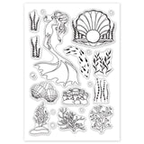 Globleland PVC Plastic Stamps, for DIY Scrapbooking, Photo Album Decorative, Cards Making, Stamp Sheets, Ocean Themed Pattern, 16x11x0.3cm