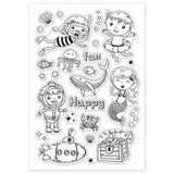 Globleland PVC Plastic Stamps, for DIY Scrapbooking, Photo Album Decorative, Cards Making, Stamp Sheets, Ocean Themed Pattern, 16x11x0.3cm