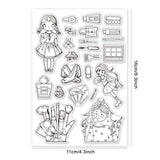 Globleland PVC Plastic Stamps, for DIY Scrapbooking, Photo Album Decorative, Cards Making, Stamp Sheets, Girl Pattern, 16x11x0.3cm