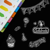 GLOBLELAND Happy Birthday Theme Clear Stamps Cake Celebrate Surprise Small Banner Silicone Stamp Cards for Card Making Photo Album Decoration and DIY Scrapbooking