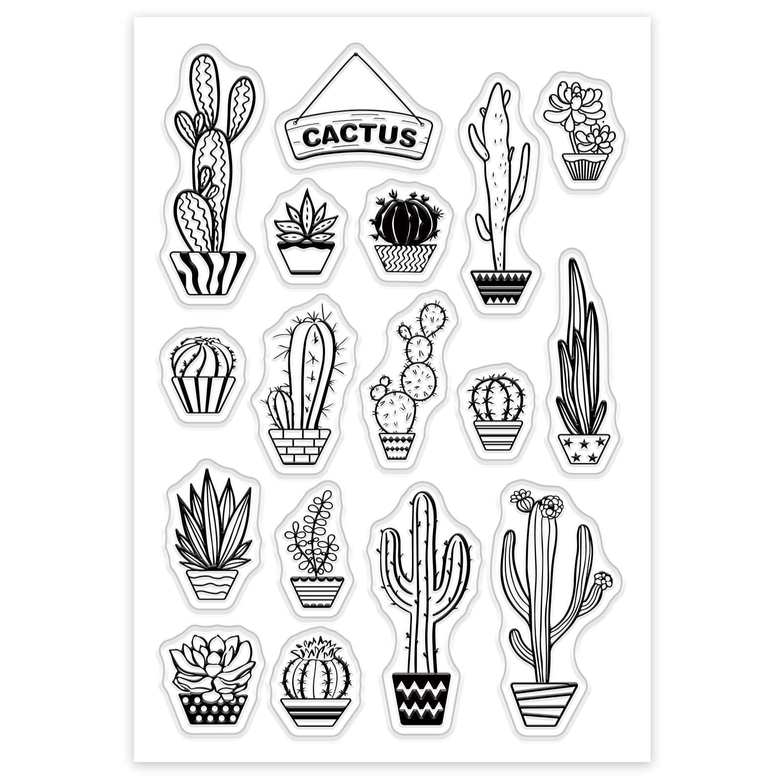 GLOBLELAND Cactus Clear Stamps Silicone Stamp Seal for Card Making Decoration and DIY Scrapbooking