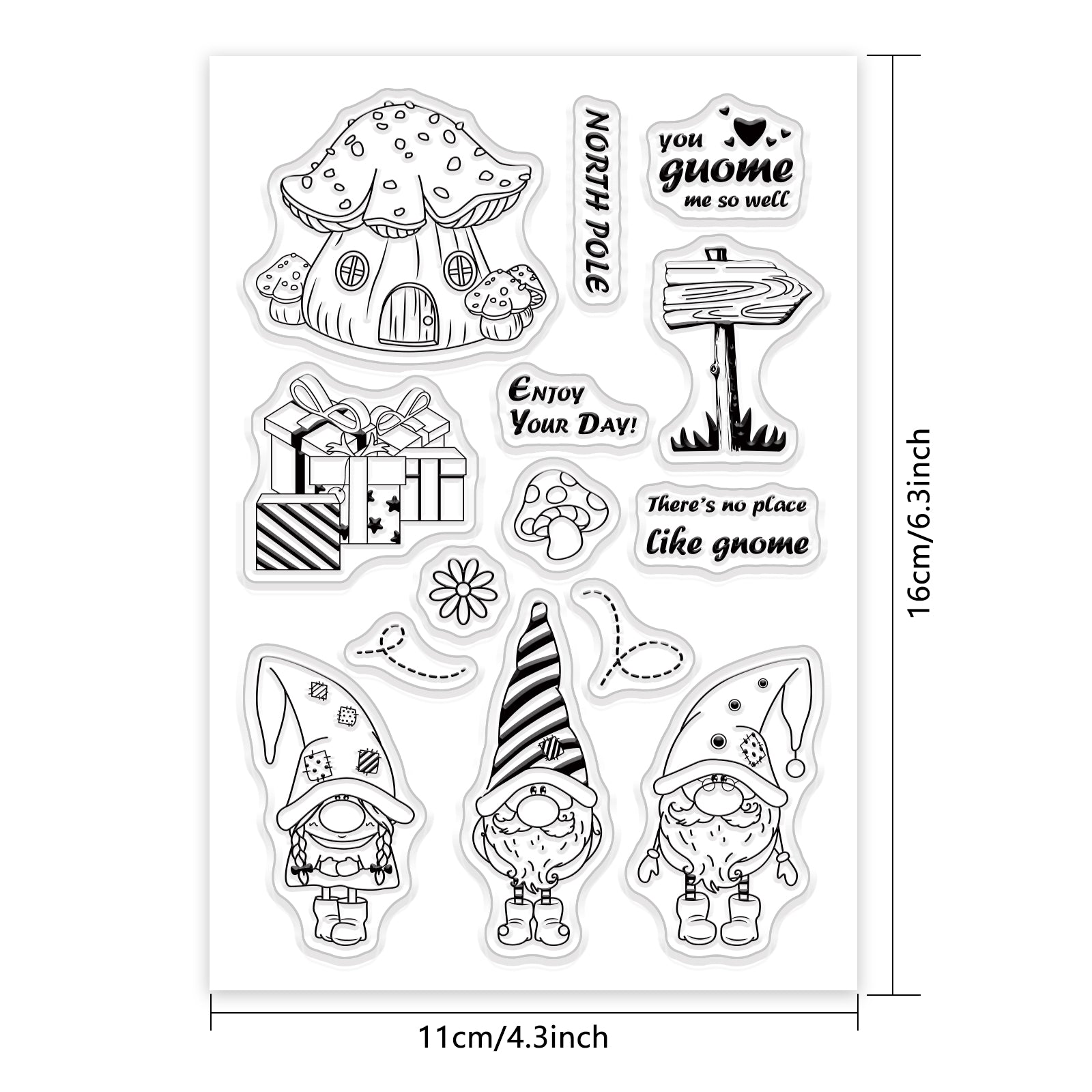 GLOBLELAND Gnome Clear Stamps Merry Christmas Silicone Stamp Seal for Card Making Decoration and DIY Scrapbooking