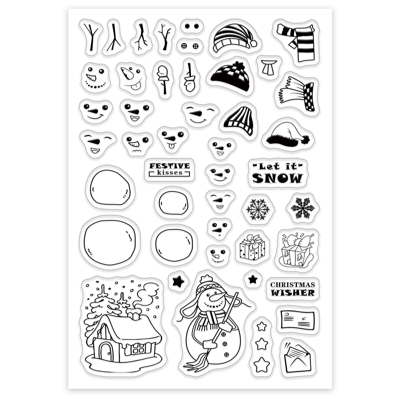 GLOBLELAND Snowman Clear Stamps Silicone Stamp Seal for Card Making Decoration and DIY Scrapbooking