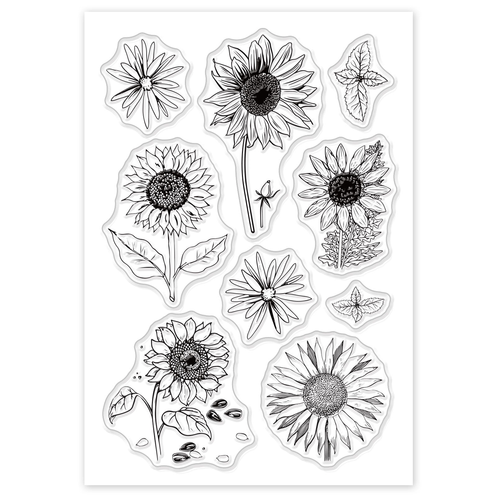GLOBLELAND Sunflowers Clear Stamp Silicone Stamp Cards Leaves Stamp Transparent Seals for Card Making Decoration and DIY Scrapbooking