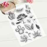 GLOBLELAND Plant Clear Stamp Silicone Stamp Cards Cactus Pine Palm Leaf Stamp Transparent Seals for Card Making Decoration and DIY Scrapbooking