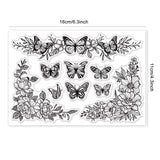 Globleland PVC Plastic Stamps, for DIY Scrapbooking, Photo Album Decorative, Cards Making, Stamp Sheets, Film Frame, Butterfly Pattern, 16x11x0.3cm