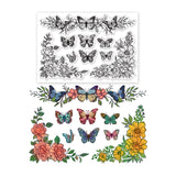 Globleland PVC Plastic Stamps, for DIY Scrapbooking, Photo Album Decorative, Cards Making, Stamp Sheets, Film Frame, Butterfly Pattern, 16x11x0.3cm