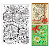 Globleland PVC Plastic Stamps, for DIY Scrapbooking, Photo Album Decorative, Cards Making, Stamp Sheets, Film Frame, Flower Pattern, 16x11x0.3cm