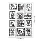 Globleland PVC Plastic Stamps, for DIY Scrapbooking, Photo Album Decorative, Cards Making, Stamp Sheets, Film Frame, Insect Pattern, 16x11x0.3cm