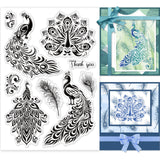 Globleland PVC Plastic Stamps, for DIY Scrapbooking, Photo Album Decorative, Cards Making, Stamp Sheets, Film Frame, Peacock Pattern, 16x11x0.3cm