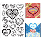 Globleland PVC Plastic Stamps, for DIY Scrapbooking, Photo Album Decorative, Cards Making, Stamp Sheets, Heart Pattern, 16x11x0.3cm