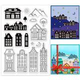 Globleland PVC Plastic Stamps, for DIY Scrapbooking, Photo Album Decorative, Cards Making, Stamp Sheets, House Pattern, 16x11x0.3cm