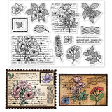 Globleland PVC Plastic Stamps, for DIY Scrapbooking, Photo Album Decorative, Cards Making, Stamp Sheets, Flower Pattern, 160x110x3mm